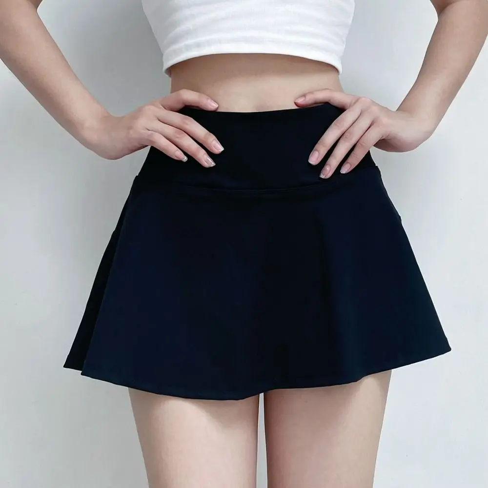 High waisted Sports Short Skirt Quick Drying Slim Built in Shorts Skirt Black Breathable Tennis Summer
