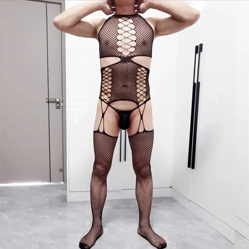 Male Lingerie Erotic Fetish Costume Strap Body Stockings Thigh Suspender Bandage Bodysuits Sissy