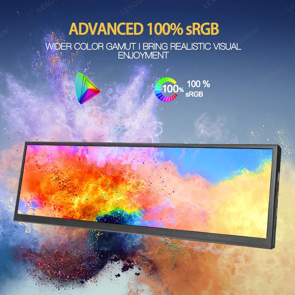 LESOWN PC ̽ DIY Ʈ ǻ ӿ  , 120Hz 12.7 ġ  LCD ũ HDMI ÷ 100%, sRGB 2880x864 IPS