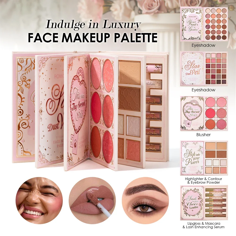 5‑Page Full Face Makeup Kit, Matte & Shimmer Eyeshadow, Blush, Contour, Lip Gloss Mascara for Versatile Makeup Looks - 5