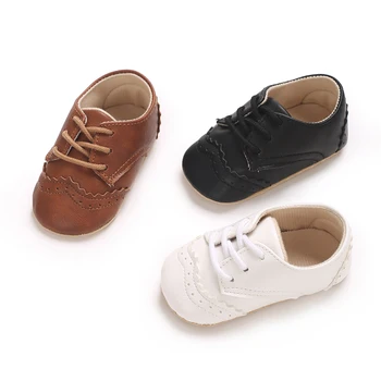 Scarpe da bambino autunnali PU Fashion Classic Lace up scarpe sportive suola morbida comode scarpe da passeggio Casual 0-18M neonati 1