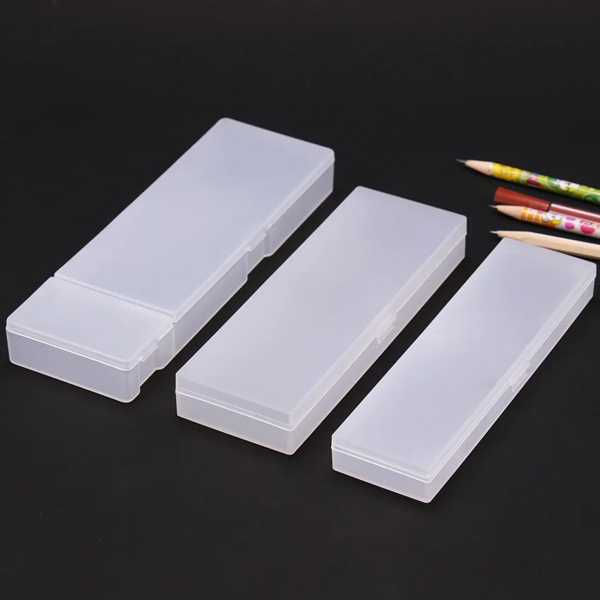Transparent Pencil Case MUJIs Plastic Storage Box Kawaii Japan Frosted Simple Hard Stationery Office Kid School Student Gift 5