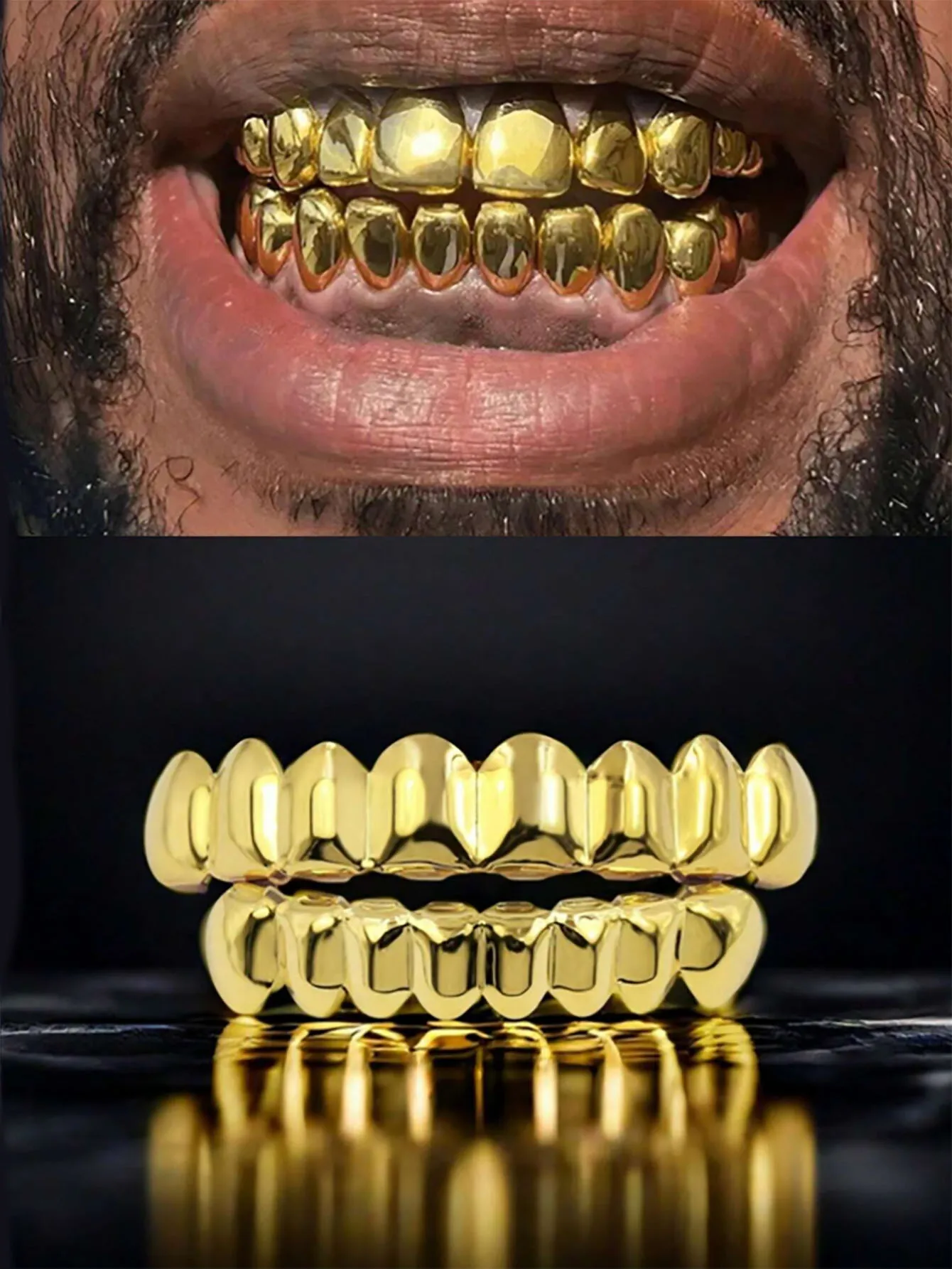 2PCS/ Unisex Hip Hop * Cubic Zirconia Teeth Grills 20 Teeth * Grills Dental Mouth Punk Tooth Caps Cosplayer Accessory Rapper Jewelry