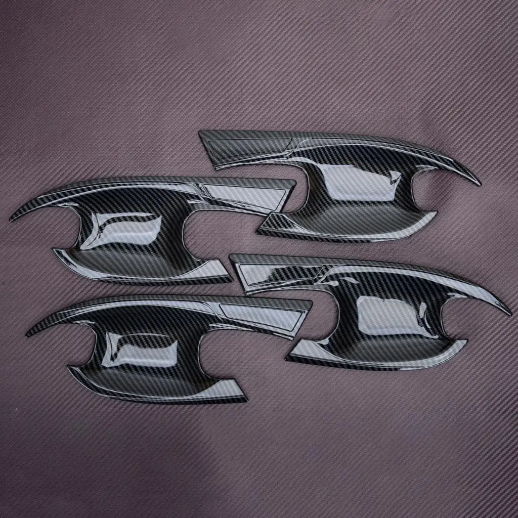 4Pcs Car Exterior Side Door Bowl Cup Cover Trim Black Carbon Fiber Style Abs Adatto Per Hyundai Santa Cruz 2022-2023 Nuovo
