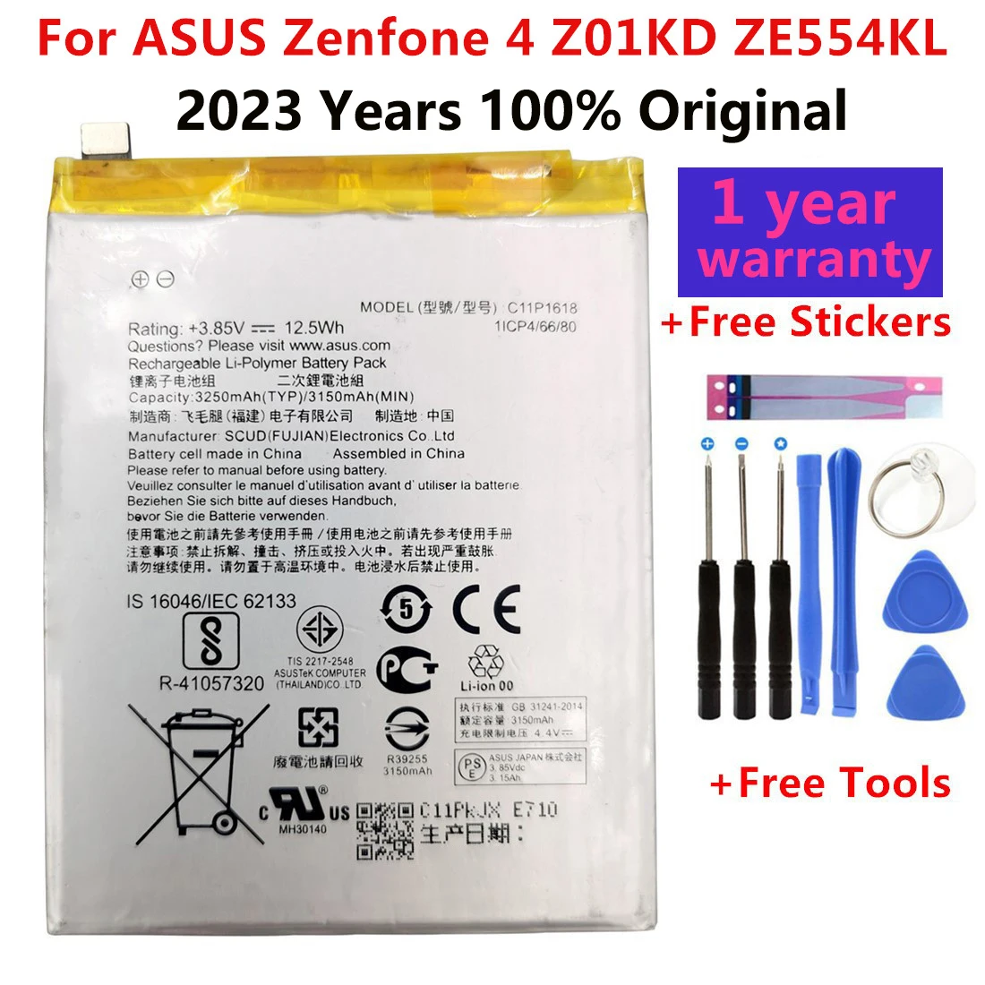 

Original C11P1618 Phone Battery For ASUS Zenfone 4 Z01KD ZE554KL ZenFone 5Q Lite ZC600KL X017DA Z01KDA Z01KS X017D 3250mAh