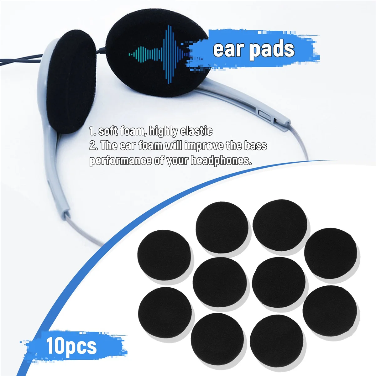 PX100 Koss Porta Pro 헤드폰 A009용 검정색 교체용 이어 패드 5쌍