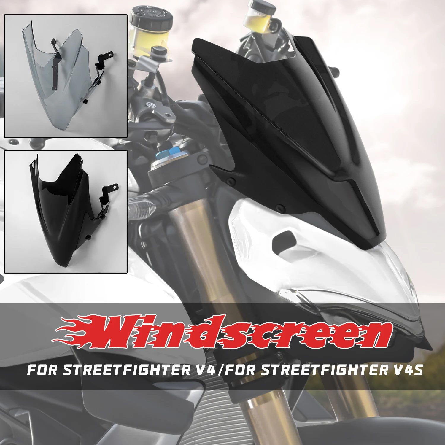 

For Ducati V4 V4 S V4S 2021 2020 Motorcycle Accessories Windshield Wind Deflector Windscreen With Bracket Streetfighter