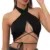T2K cross-border hot selling summer solid color backless chest strap women's single piece top from Europe and America
