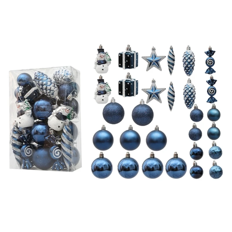 

Pack of 29 Christmas Tree Ornaments Snowman, Star Ball Pendants Festive Decor