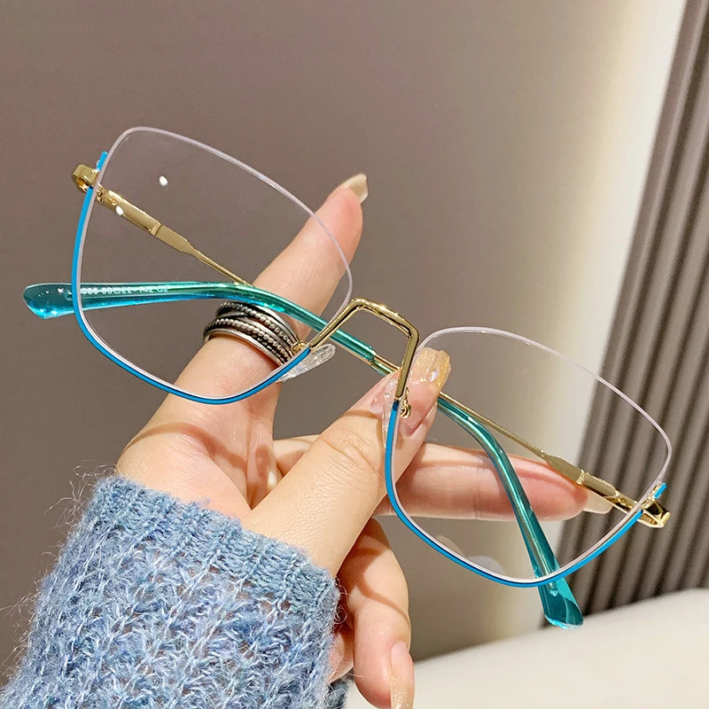 

Tr90 Semi Rimless Women Spectacles Half Metal Frame Blue Light Blocking Glasses Luxury Eyewear Frames Korean Fashion eyeglasses