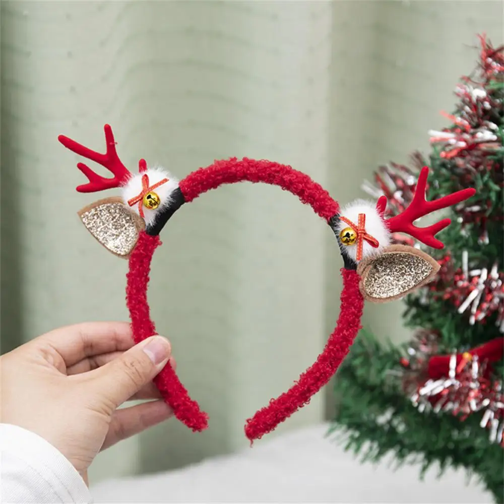 Christmas Hair Hoop Plush Reindeer Antlers Deer Ear Christmas Party Cosplay Headbands Festival Hair Accessories Gifts