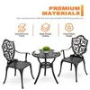 Outdoor Aluminum Bistro Set 3 Piece with Umbrella Hole Table & Chairs Set Patio Powder-Coated Frame Non-Slip Foot Pads Ergonomic 4