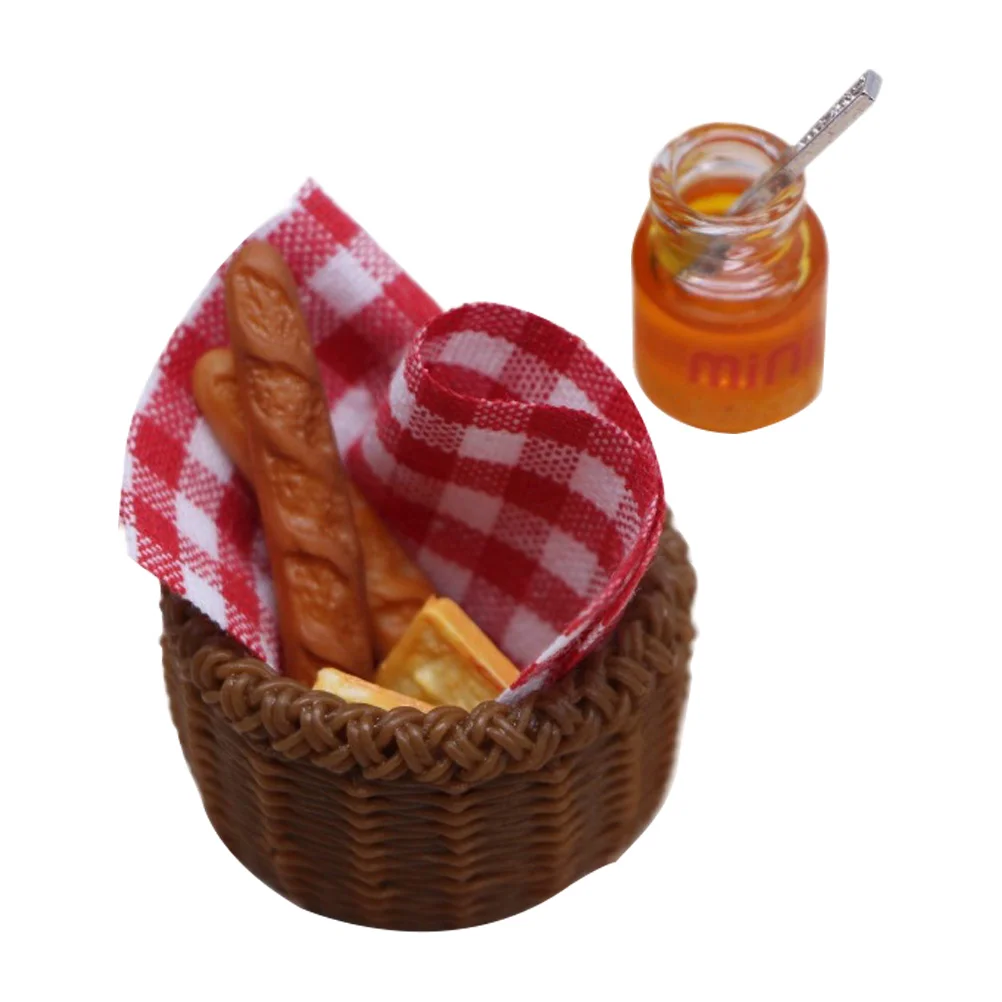 

House Mini Decoration Honey Prop Kids Pretend Toy Bread Basket Ornament Jam