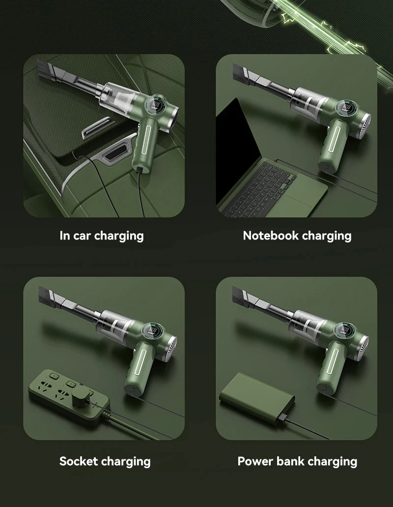 Cordless vacuum cleaner showing dust cup and bagless design.