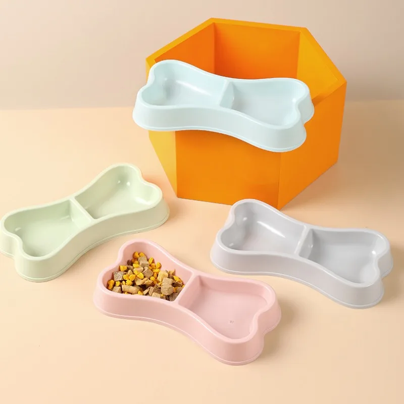 

Pets Bowl Dogs Bone Shape Eating and Drinking Water Food Bowl Double Bowl Cat Dog Pet Supplies Pet Water Feeder Dog Accessories