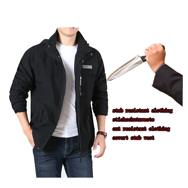 

Self-Defense Anti-Cutting Stab-Resistant Men Jacket, Flexible Hacking Invisible Military Tactics Police Fbi Protective Clothing