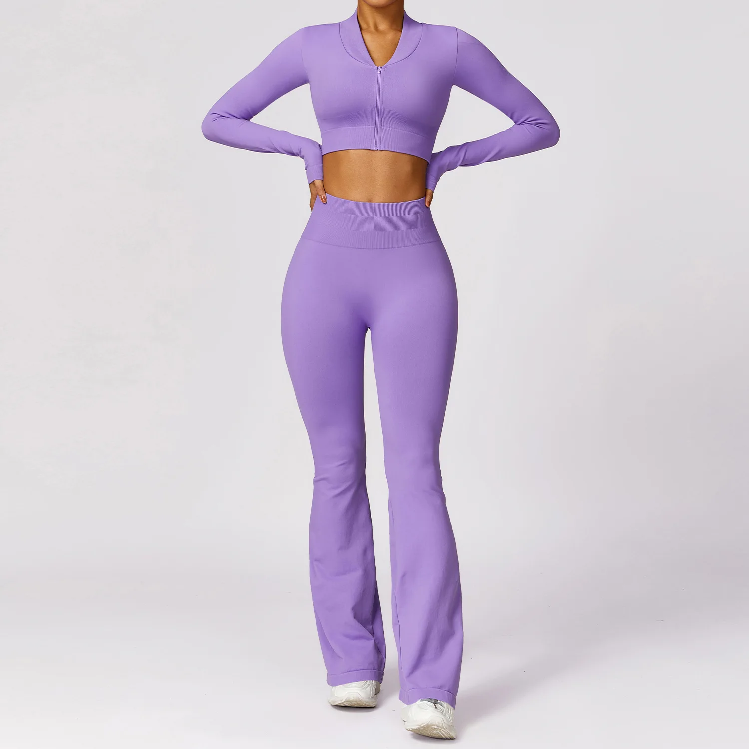 Customized LOGO womens new tight seamless back yoga suit womens casual hip-lifting micro-sports suit  Two piece set 3