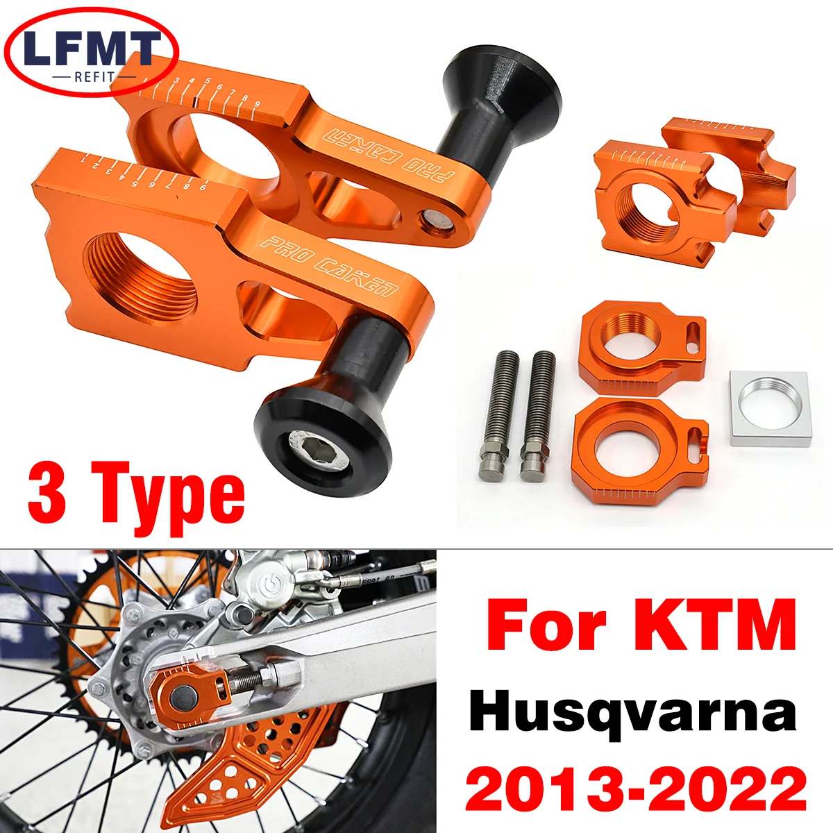 

For KTM XC XCF SX SXF 125-450cc 2013-2020 For Husqvarna TC FC TX FX FS 2015-2020 CNC Billet 25mm Rear Axle Blocks Chain Adjuster