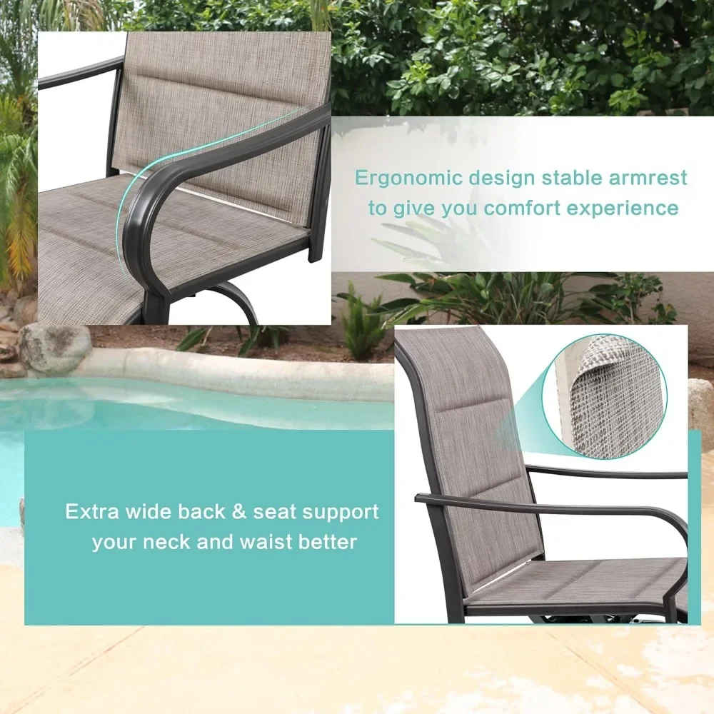 5-Piece Patio Swivel Bar Set with Glass Table 2