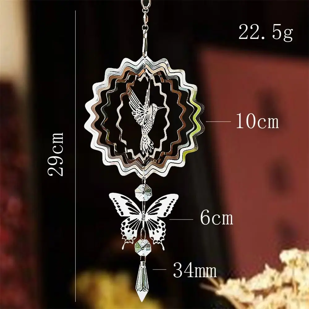 3D Kinetic Crystal Suncatcher Wind Spinner Hanging Glass Pendant Bird Deterrent Mirror Reflective Garden Yard Decor for Outdoor