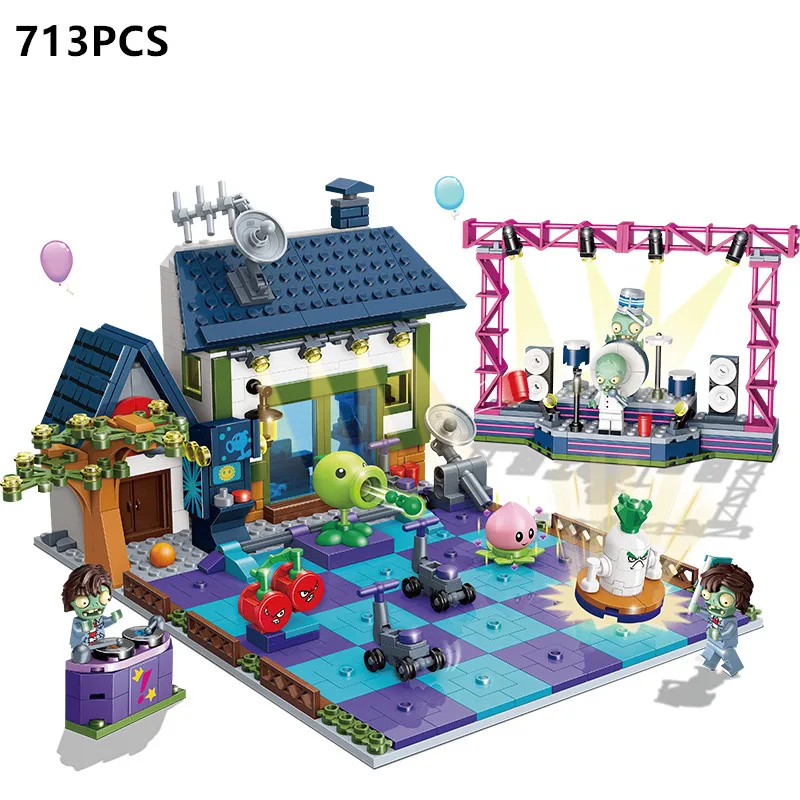 Plants vs. Zombies Brick Castle Suit Scene Building Blocks Toys Vehicle Zombie Car BOSS Pirate Ship Small Particle Puzzle Gifts