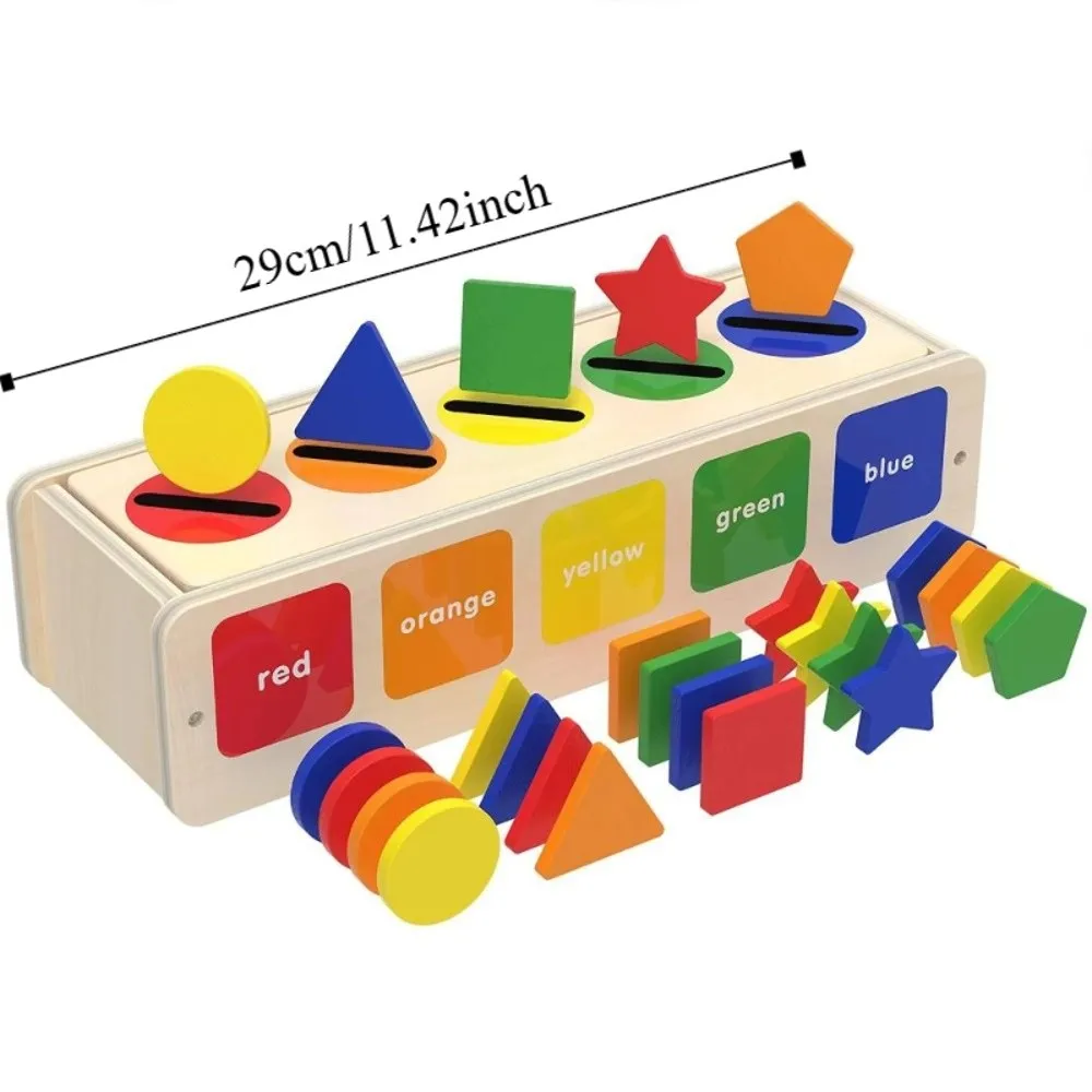 Geometric Cognition Wooden Shape Sorting Box Puzzle Early Education Shape and Color Sorting Toy Table Game Multicolor