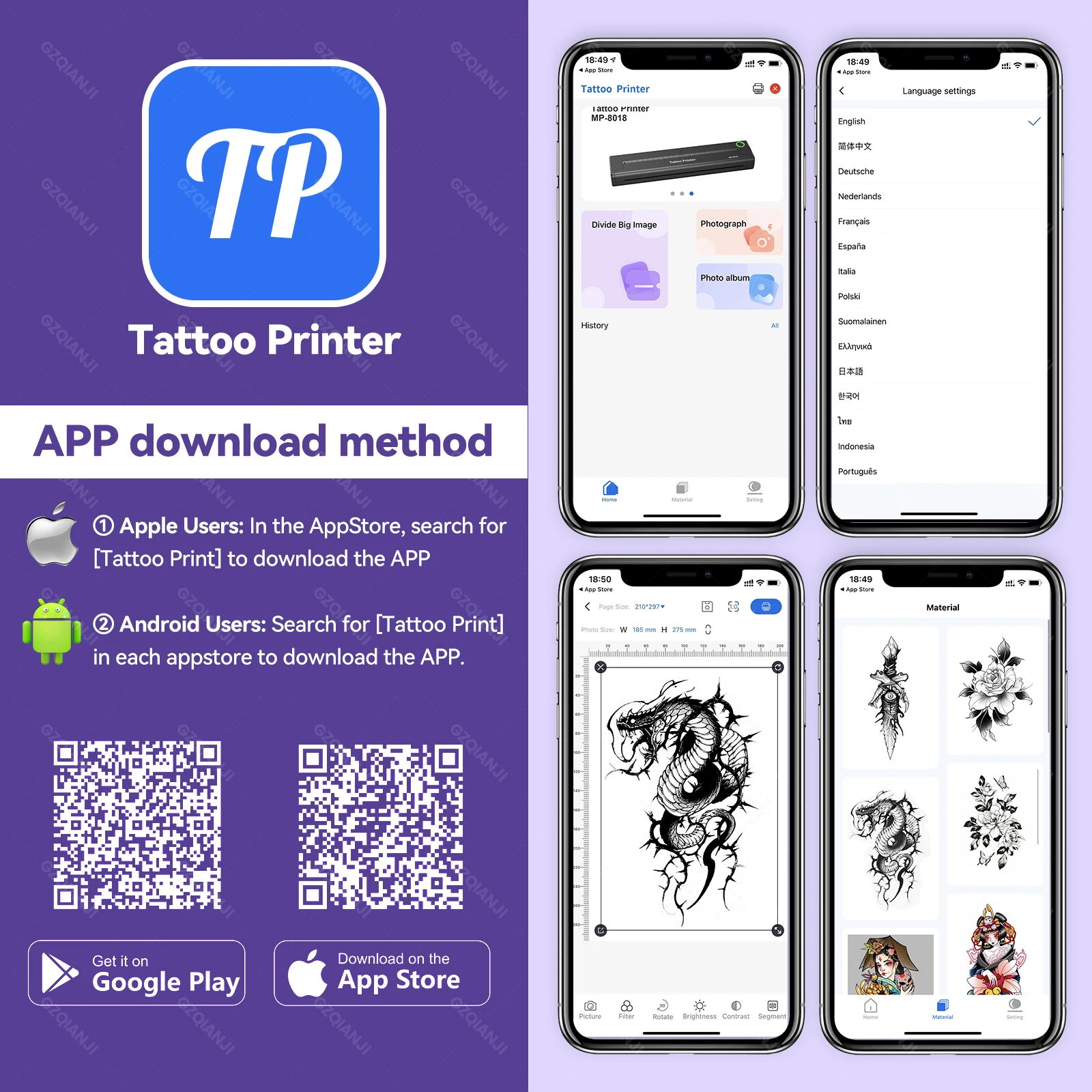 Tattoo Stencil Transfer Printer Machine Tattoo Maker Paper Portable A4 Thermal Print Maker Line Photo Drawing Printing Copier