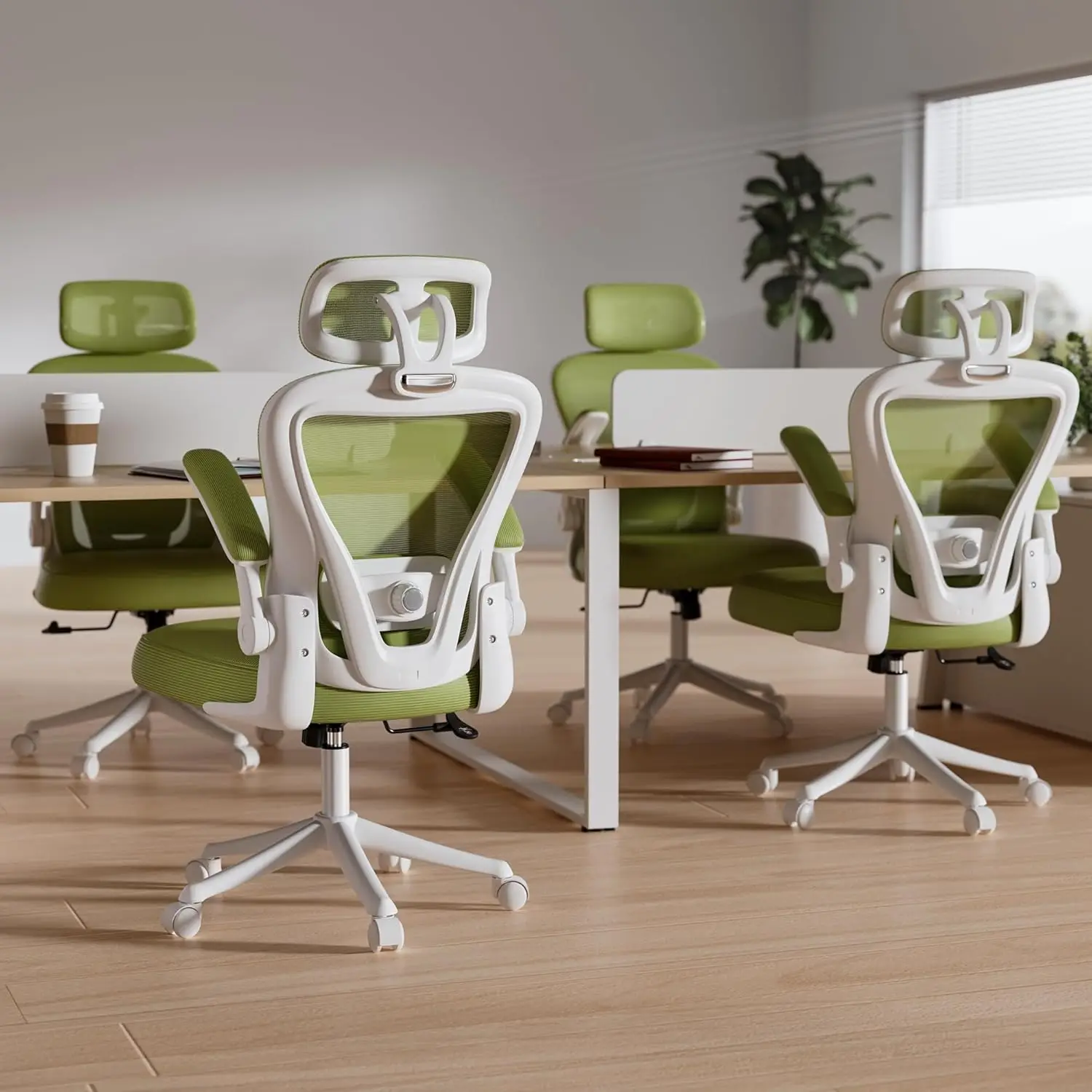 Ergonomic Office Chair M903, High Back Computer Desk Chair With Adjustable Lumbar Support & Headrest, Green Task Chair Comfy, 3