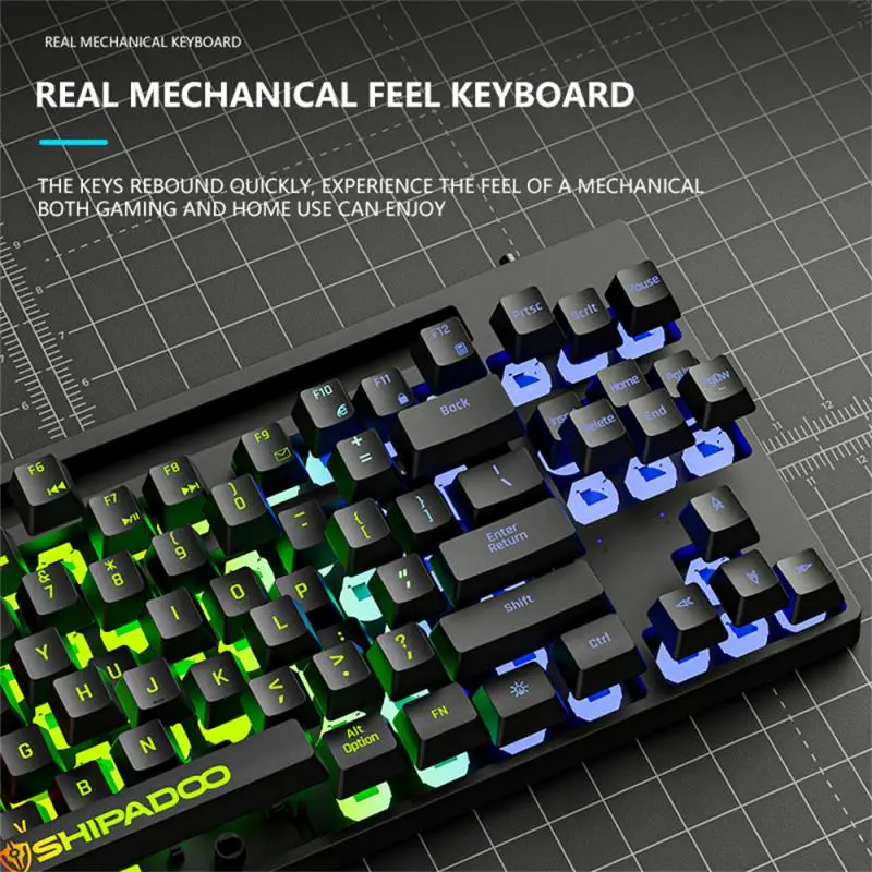 K87V2 유선 발광 미니 발광 키보드, 기계식 느낌 87KEY 키, 펑크 라운드 키 색상