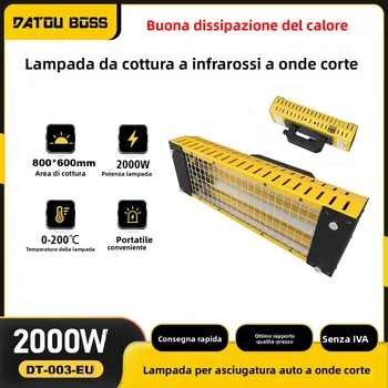 DATOUBOSS 2000W Shortwave Infrared Paint Baking Lamp 110V/220V Handheld Shortwave Heating Light Use for Car Body Repair Tool
