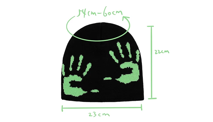 Gorro de punto con estampado gráfico de manos: estética urbana Y2K - true-deals-club