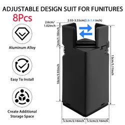 Adjustable Heavy Duty Furniture Risers - Set of 4/8, 5/10cm Height (8Pcs 10cm)
