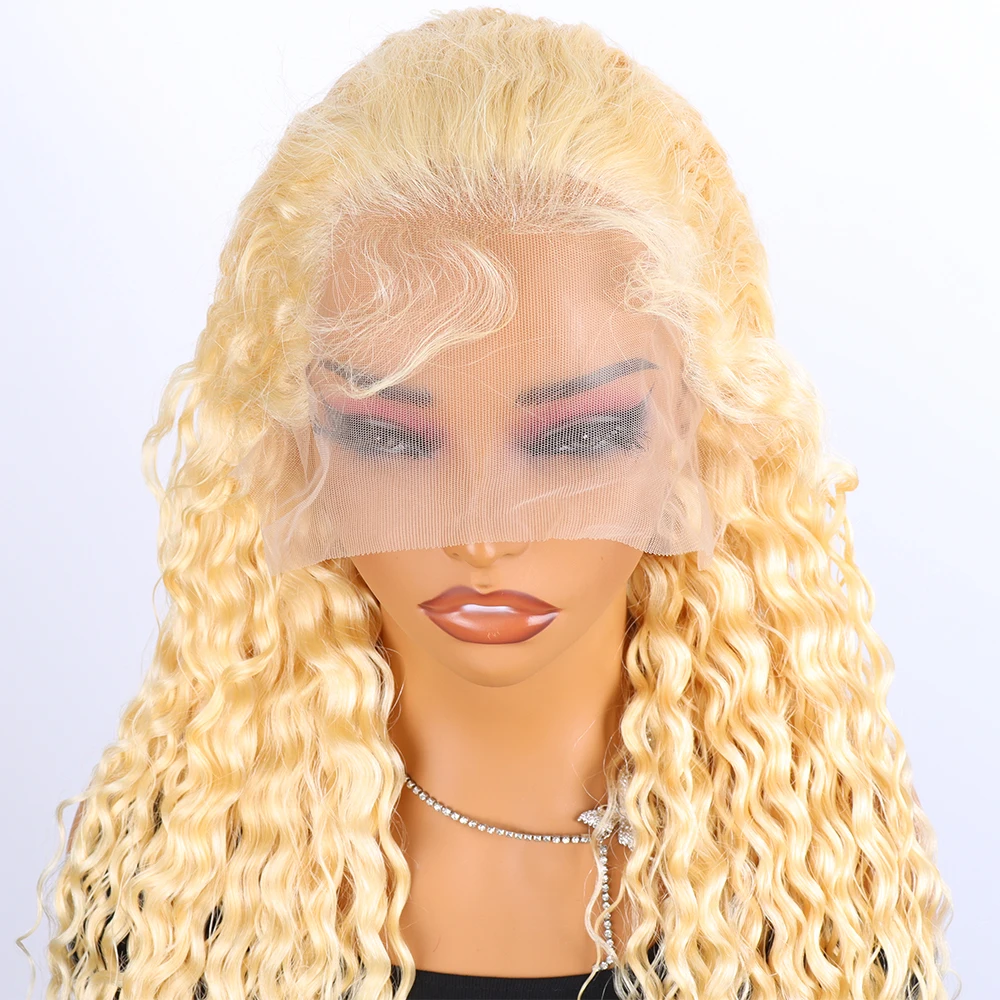 613 Honey Blonde Deep Wave 13x6 HD Lace Frontal Wig Human Hair Wet And Wavy Curly Wigs 30 40 Inch Water Wave Brazilian Colored 13x4 Lace Front Wigs For Women 7