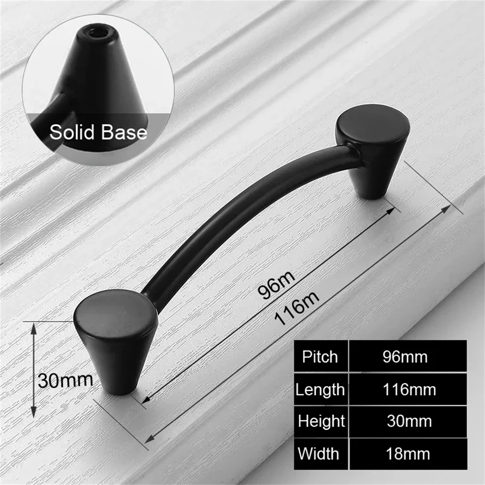 Sleek Black Aluminum Bedside Cabinet Pulls - Minimalist Furniture Hardware Handles