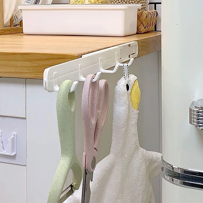 Slide Stretch Hook Wall Mounted Gap Expansion Sticky Hook Towel Hanger Kitchen Bathroom Space Saving Storage Hooks