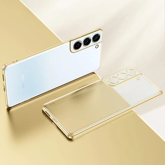 Luxury Transparent Soft Silicone Case for Samsung Galaxy S22 S21 Ultra Plus S20 S21ultra S22Ultra Clear Camera Protection Cover gold