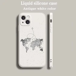 Beige Cartoon World Map Scenery Direction Phone Case - iPhone 12 Pro (B7)