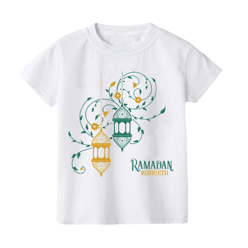 Eid Mubarak Print Kids T-shirt Girl Boy Clothes Toddler Shirts Eid Children Gift Shirt Ramadan Child Outfits Short Sleeve Shirts