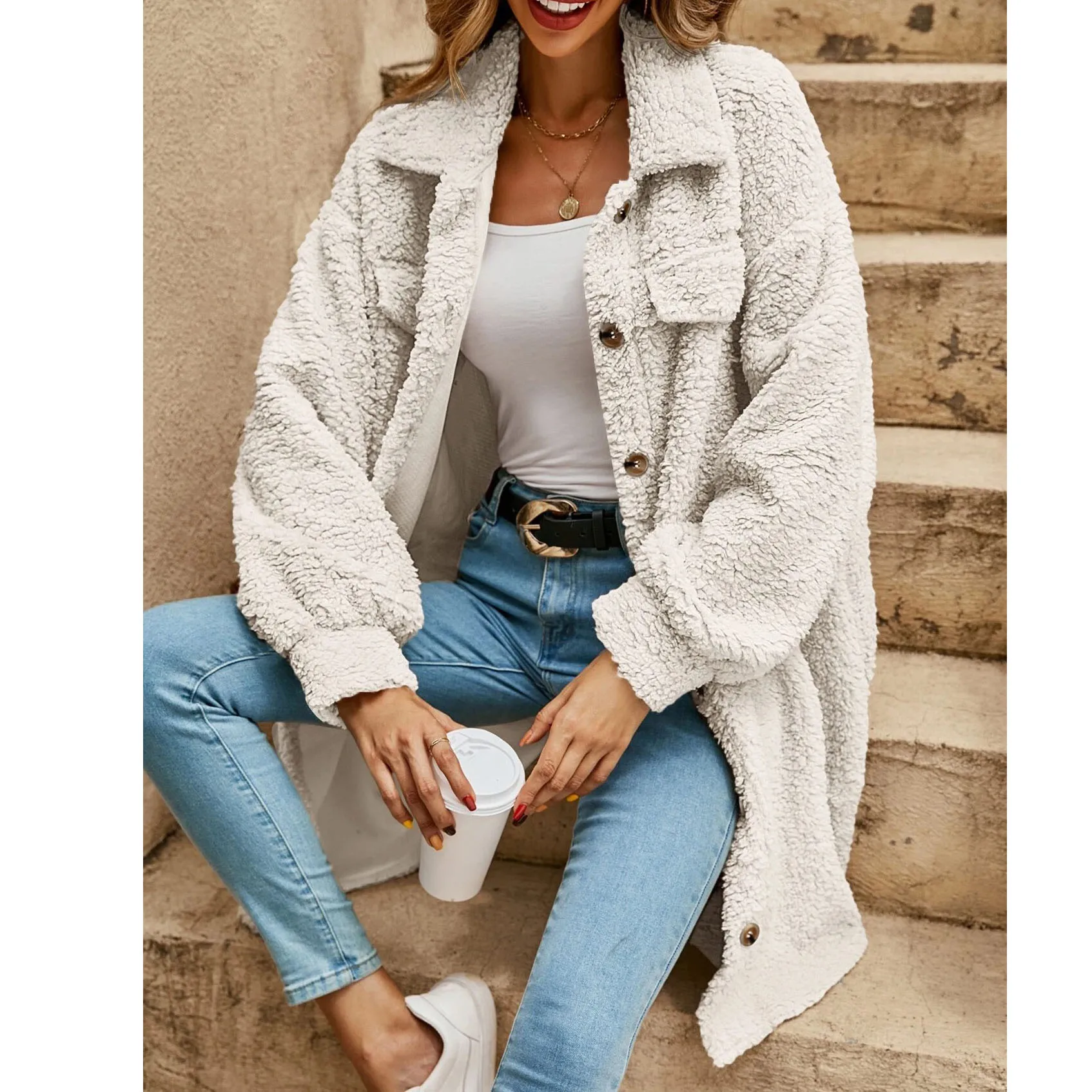Women Sweaters for Fall And Winter Womens Oversized Fuzzy Fleece Sweatshirts with Pockets
