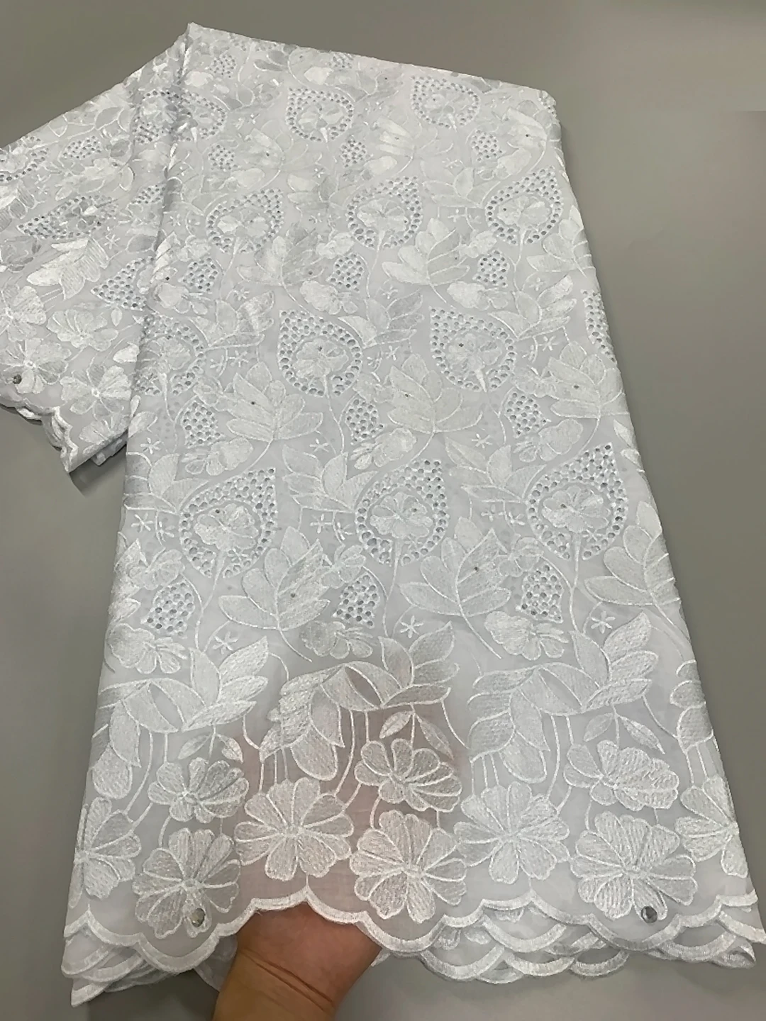 

Pure White African Cotton Dty Lace Fabric 2023 High Quality Swiss Voile Stones Lace Fabric Nigerian For Women Wedding Dress Sew