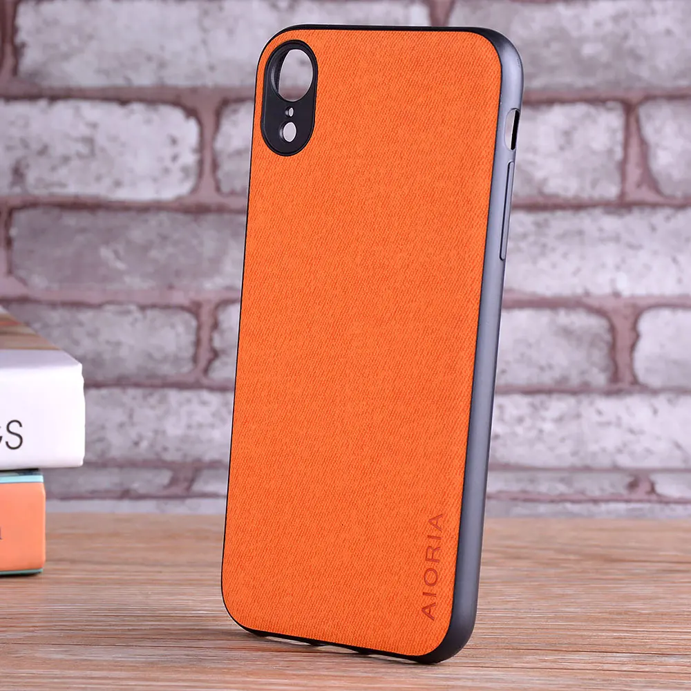 Luxury Textile Leather Skin Soft TPU Hard PC Phone Case Cover