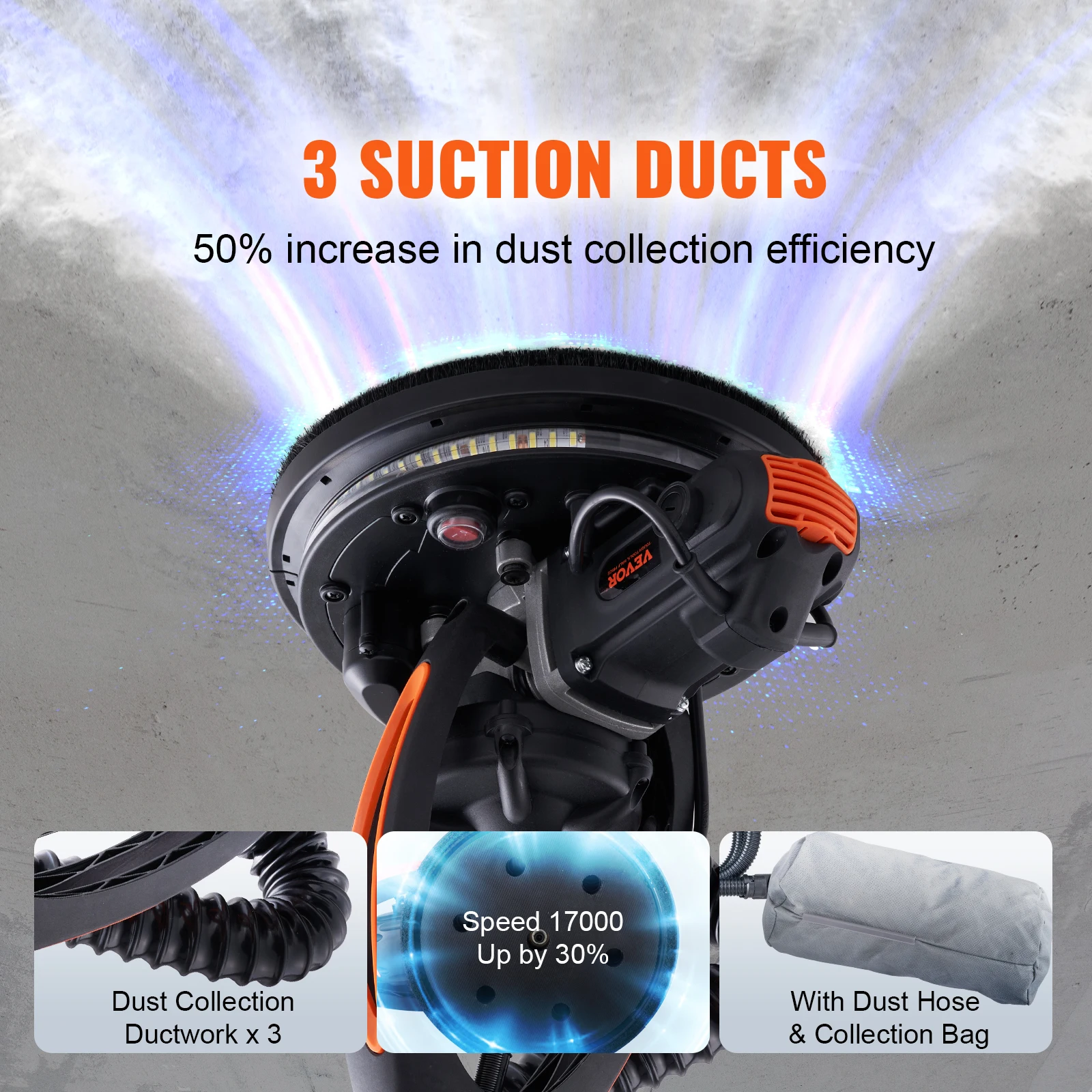 850W Drywall Sander Brush Motor Electric Adjustable Variable Speed with Self-Suction Handle Wall Grinder Sander Machine electric grinder,electric sander