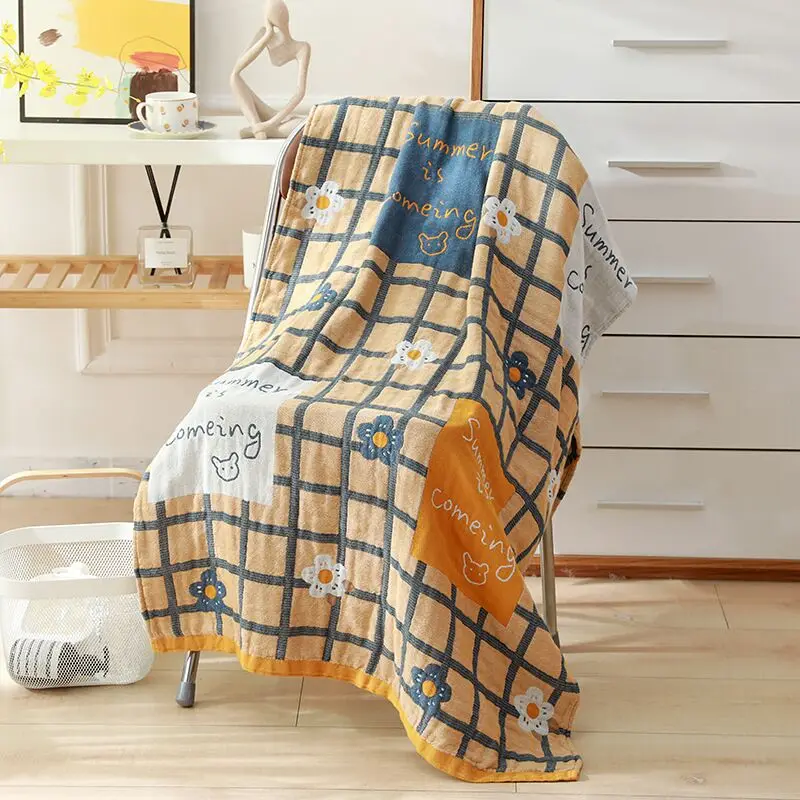 Bath Towel Flora Cartoon Large Cotton 80*160 CM Five-layer Gauze Jacquard for Child Adult