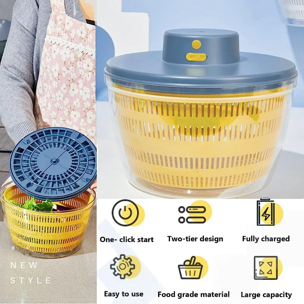 Vegetable dryer electric drain basket vegetable dehydrator electric quick cleaning dryer fruit and vegetable separation draining salad spinner