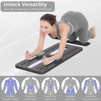 Multi-functional Foldable Pilates Board Pilates Equipment Safe Home Gym Equipment abdominal Board with Resistance Bands 2