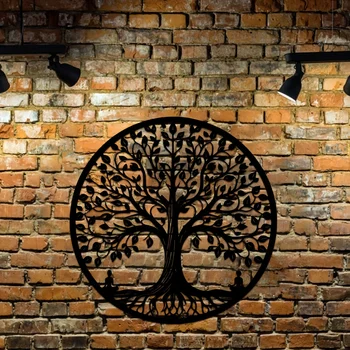 [Nature Tree] Retro Iron Tree of Life Wall Art 1pc, Metal Laser Cut Line Art, Nature-Inspired Home Decor 1