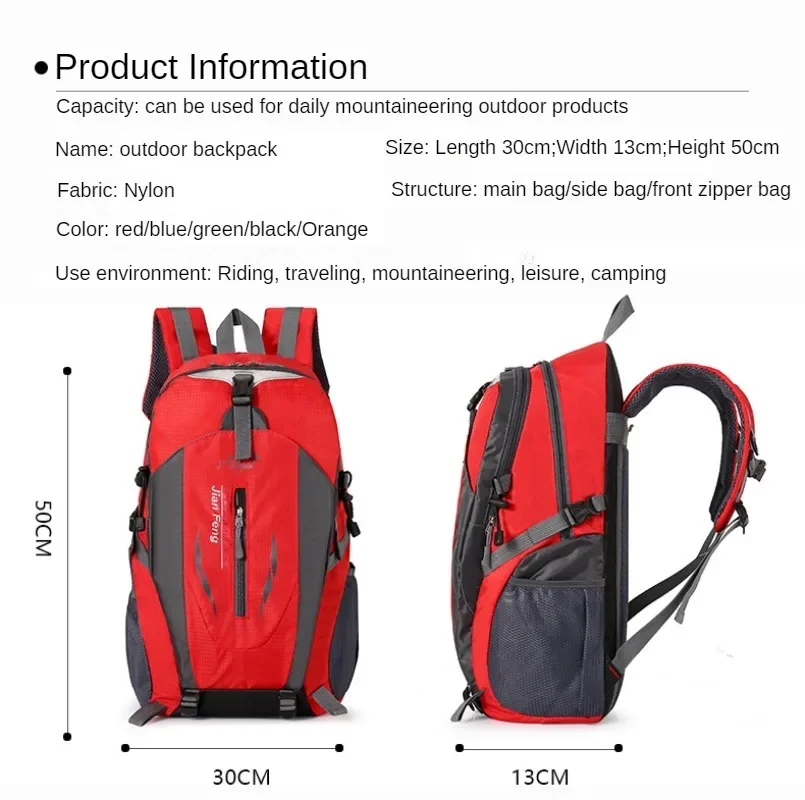 Description Picture 4 of itemQuality Nylon Waterproof Travel Backpacks Men Climbing Travel Bags Hiking Backpack Outdoor Sport School Bag Men Backpack Women