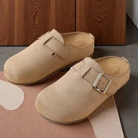 Mules en daim à plateforme pour femme, avec boucle réglable, 2026, Chaussures de luxe pour femme, Sabots, Sandales d'intérieur et d'extérieur, Claquettes avec soutien de la voûte plantaire 2