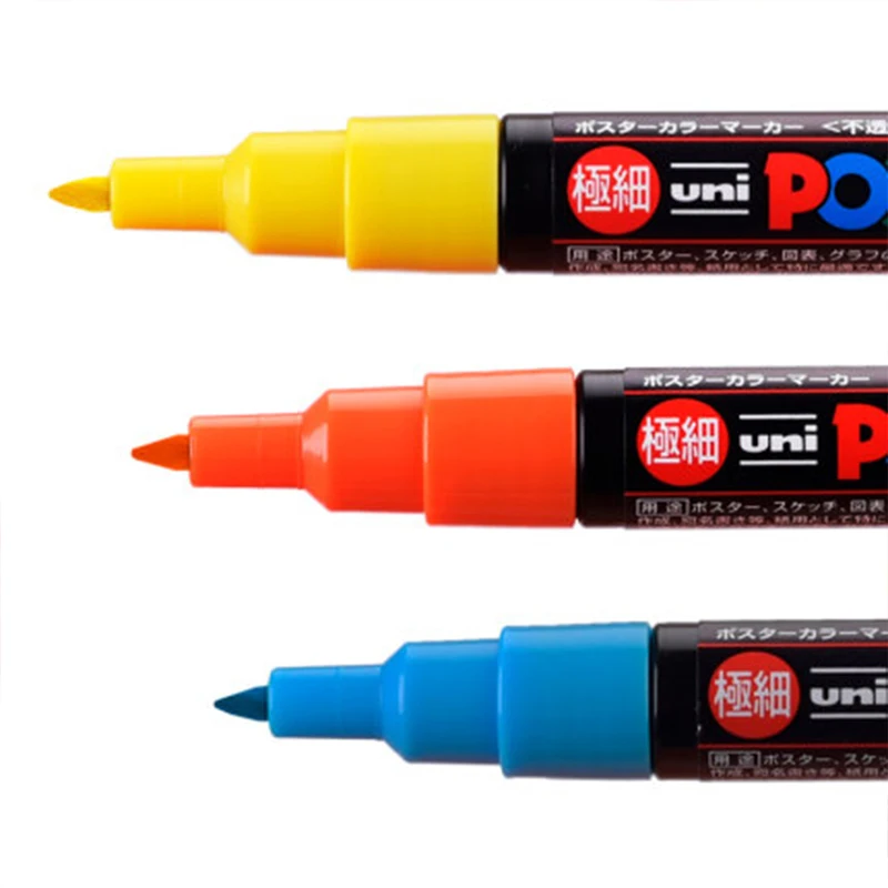 Uni Posca 페인트 마커 펜, 초미세 포인트 PC-1M, 8/12 색, 바위 머그잔, 세라믹 유리 목재 패브릭, 금속 페인팅, 속건성