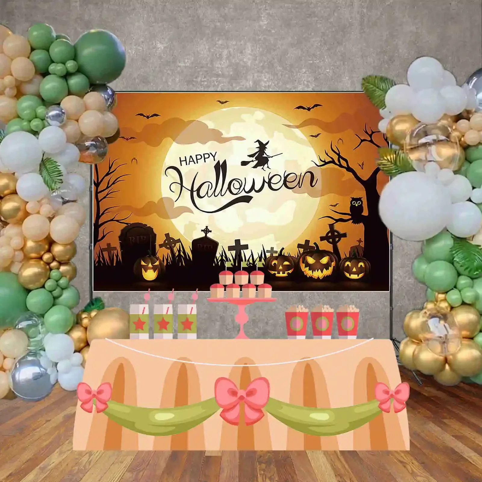 MOON.QG 2025 Haunted Halloween Party Decoration Photo Studio Background Pumpkin Gloomy Castle Backdrop House Photozone Photocall